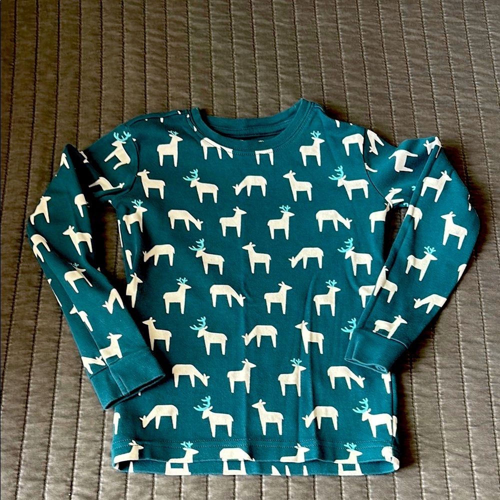 Primary Forest Friends Reindeer Organic Cotton Long Sleeve Pajama Top Size 5